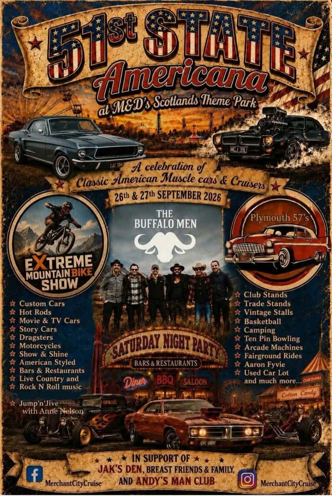 Plymouth 57’s gig poster: 51st State Americana — festival poster