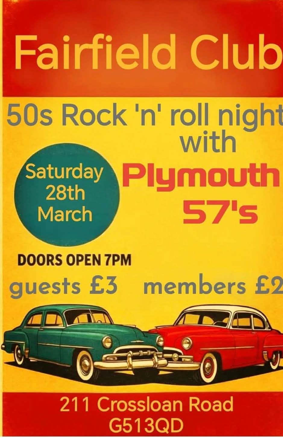 Plymouth 57’s gig poster: Fairfield Club