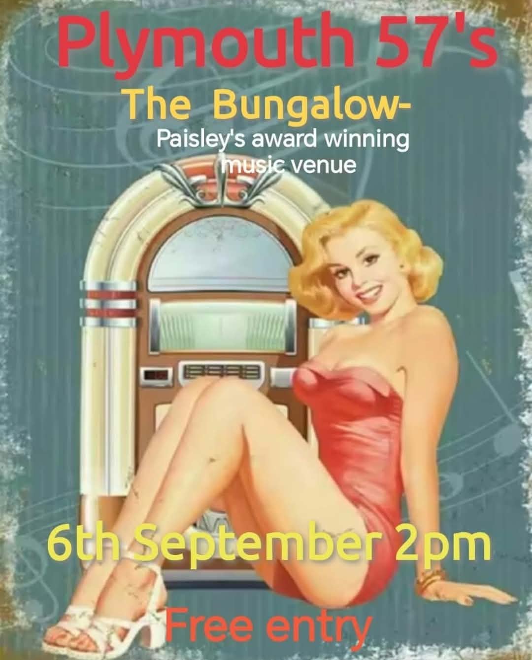 Plymouth 57’s gig poster: The Bungalow — September show