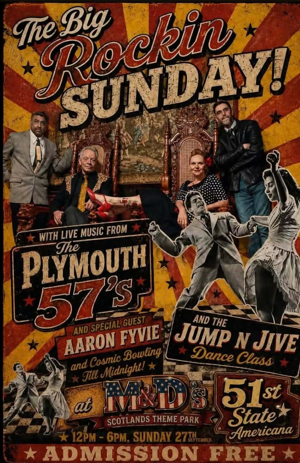 Plymouth 57’s gig poster: The Big Rockin’ Sunday